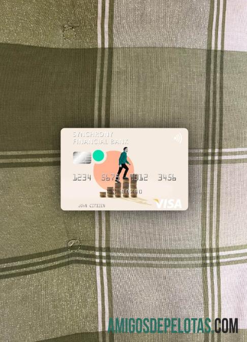 Frente com foto do cartão Visa do US Synchrony Financial Bank modelo